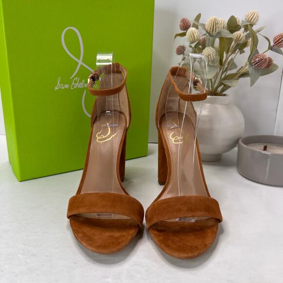 Sam Edelman Yaro Suede Ankle Strap Block Heel Frontier Brown Women 9.5 NWB - Picture 1 of 11